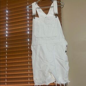 GAP White Denim Short Overalls